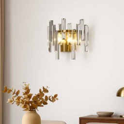 Rackhams Onega Antique Brass & Glass Crystal Wall Light - thumbnail 1