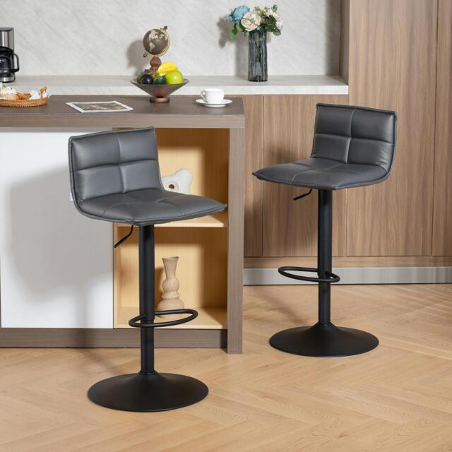Rackhams Bar Stools Set of 2 Swivel Height Adjustable Barstools Black - Dark grey - Set of 2 - image 1