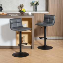 Rackhams Bar Stools Set of 2 Swivel Height Adjustable Barstools Black - Dark grey - thumbnail 1