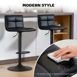 Rackhams Bar Stools Set of 2 Swivel Height Adjustable Barstools Black - Dark grey - Set of 2 - thumbnail 5