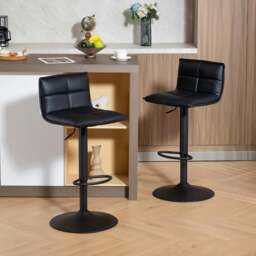 Rackhams Bar Stools Set of 2 Swivel Height Adjustable Barstools Black - Dark grey - Set of 2 - thumbnail 4