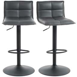 Rackhams Bar Stools Set of 2 Swivel Height Adjustable Barstools Black - Dark grey - Set of 2 - thumbnail 6