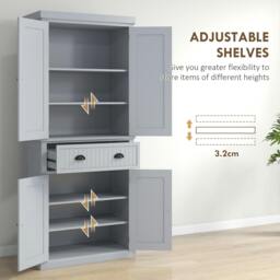 Rackhams Tall Kitchen Cupboard, Kitchen Pantry Cabinet with Drawer, Shelves - Kitchen cupboard - 76.2W x 40.2D x 183H cm - MDF, particle board - thumbnail 5