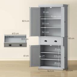 Rackhams Tall Kitchen Cupboard, Kitchen Pantry Cabinet with Drawer, Shelves - Kitchen cupboard - 76.2W x 40.2D x 183H cm - MDF, particle board - thumbnail 3