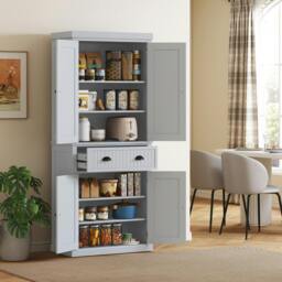 Rackhams Tall Kitchen Cupboard, Kitchen Pantry Cabinet with Drawer, Shelves - Kitchen cupboard - 76.2W x 40.2D x 183H cm - MDF, particle board - thumbnail 1