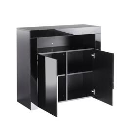 Rackhams Modern Black Matt Gloss Buffet Sideboard Cabinet with LED Lights - White - Wood - 35cm(d)83cm(h)90cm(w) - thumbnail 4