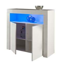Rackhams Modern Black Matt Gloss Buffet Sideboard Cabinet with LED Lights - White - Wood - 35cm(d)83cm(h)90cm(w)