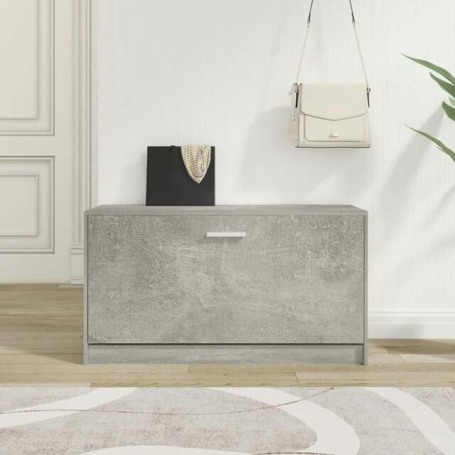Rackhams Shoe Bench Concrete Grey 80x24x45 cm Engineered Wood