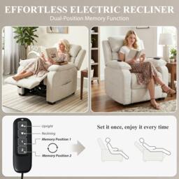 Rackhams Power Recliner Chair with Massage and Heat, Spring Seat, Cream White - thumbnail 5