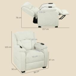 Rackhams Power Recliner Chair with Massage and Heat, Spring Seat, Cream White - thumbnail 3