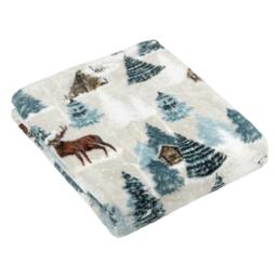 Rackhams Arcticus Fleece Throw - White/Blue - 150cm x 130cm - White/Blue - 100% Polyester