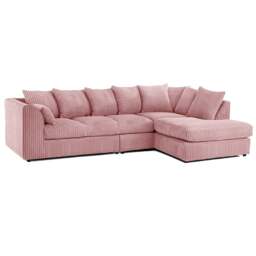 Rackhams Luxor Full Cord Fabric 5 Seater Corner Sofa Scatter Back - Pink - Right Hand Facing - thumbnail 1