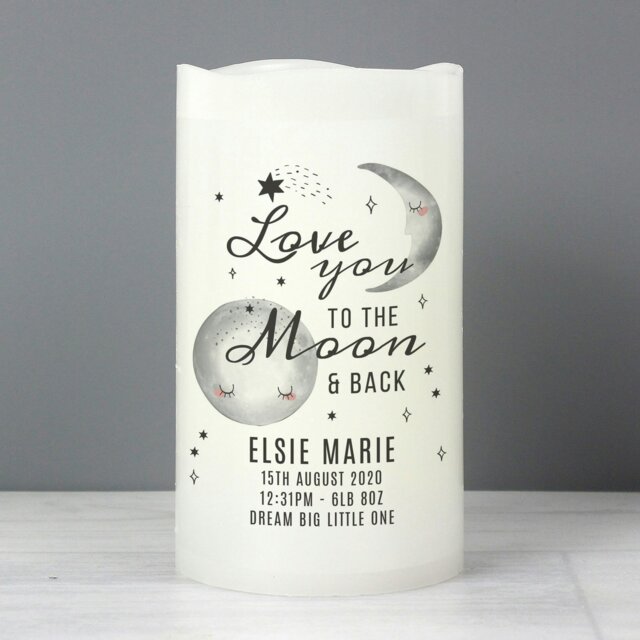 Rackhams Personalised Baby To The Moon and Back LED Candle - image 1