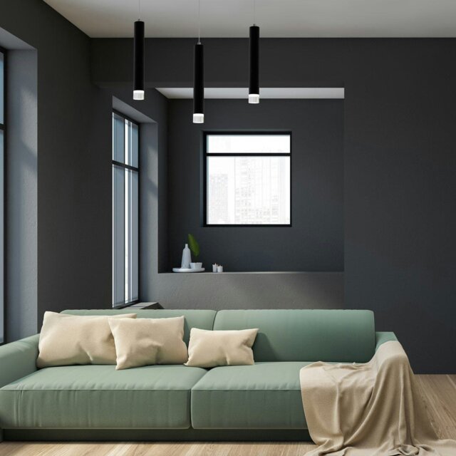 Rackhams Carbon Black LED Pendant Lamp 3X5W Eye Catching Contemporary Cylindrical Lights With Built In Low Consumption Light Source - image 1