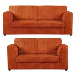 Rackhams Luxor Full Jumbo 3 + 2 Seater Sofa Set – Full Back - Orange - thumbnail 1