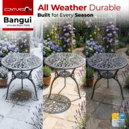 Rackhams BANGUI Grey Garden and Patio Cast Aluminium Bistro Table - thumbnail 5