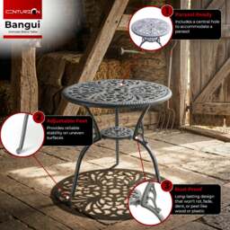 Rackhams BANGUI Grey Garden and Patio Cast Aluminium Bistro Table - thumbnail 4