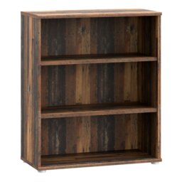 Rackhams Essential Low Wide 2 Shelf Bookcase in Vintage Oak - Vintage Oak - Wood - 1