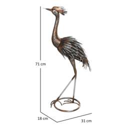 Rackhams Heron Garden Statue, Metal Garden Gift with Stakes, Silver Tone - thumbnail 3