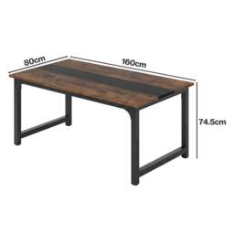 Rackhams Dining Table 4-6 Seater Retro Kitchen Adjustable Foot for Home Walnut - thumbnail 3