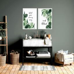 Rackhams Art in bathroom - Set of 2 wall art prints - 20 x 30 in / 50 x 76 cm - Matte Museum Quality Art Paper 290 gsm - Oak Frame - thumbnail 6