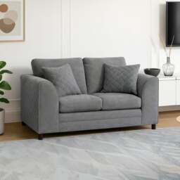 Rackhams Quilted Full Chenille Fabric 2 Seater Sofa - Grey - thumbnail 5