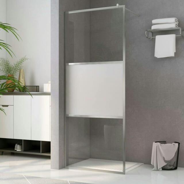 Rackhams Berkfield Walk-in Shower Wall with Half Frosted ESG Glass 100x195 cm
