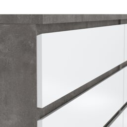 Rackhams Naia Wide Chest of 6 Drawers (3+3) in Concrete and White High Gloss - Grey & White - High Gloss - Melamine - thumbnail 6