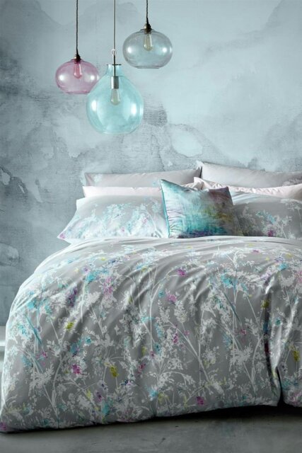 Rackhams Fenadina Floral Duvet Cover Bedding Pillowcases. - Grey - Double - Duvet Cover Set - image 1