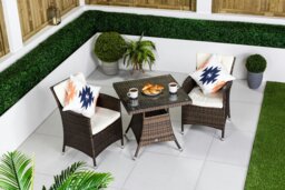 Rackhams Savannah Rattan Garden Bistro Set, Patio Table and Chairs - Grey - thumbnail 4