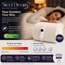 Rackhams Luxury Fleece Electric Blanket Single Size, Machine Washable Underblanket, Digital Control, Overheat Protection - thumbnail 4