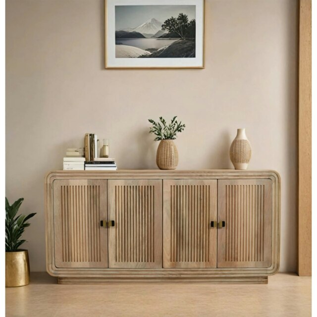 Rackhams Rayne Mango Wood 4 Doors Large Sideboard - Lacquered - Wood - 1 - image 1