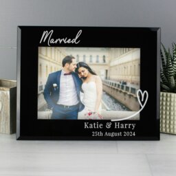 Rackhams Personalised Heart Black Glass 5x7 Photo Frame - thumbnail 2