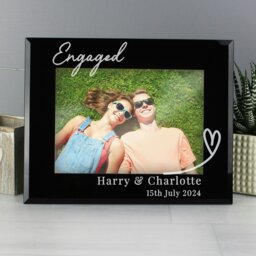 Rackhams Personalised Heart Black Glass 5x7 Photo Frame - thumbnail 1