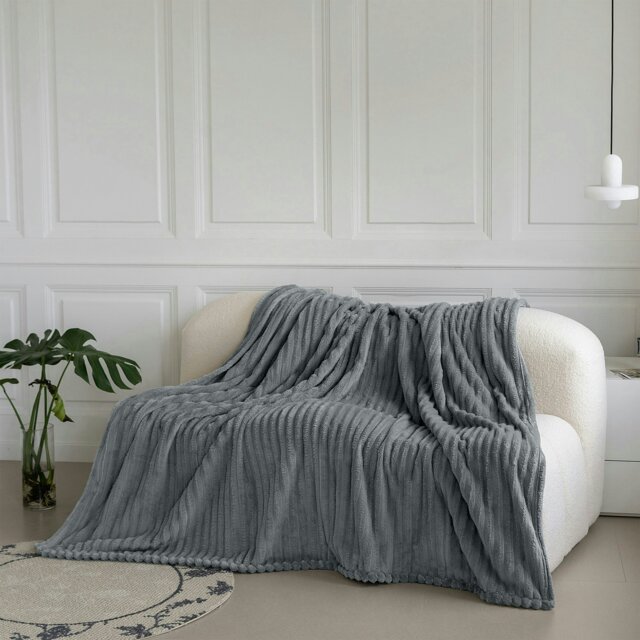 Rackhams Chunky Cord Super Soft Plush Heavy Blanket - 200cm x 240cm - Silver - image 1