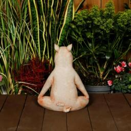 Rackhams Gentle Cast Stone Yoga Pig Garden Statue Pig Garden Ornament - thumbnail 2