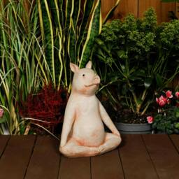 Rackhams Gentle Cast Stone Yoga Pig Garden Statue Pig Garden Ornament - thumbnail 3