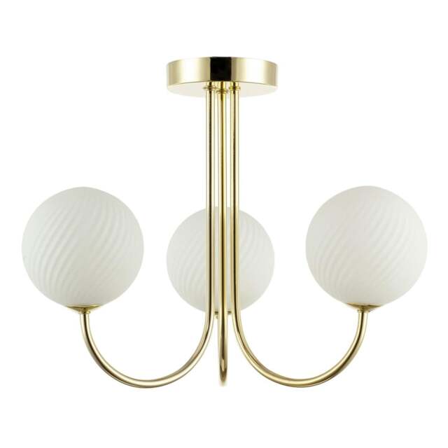 Rackhams Modern Polished Gold Plated Ceiling Light Fitting with Swirl Glass - image 1