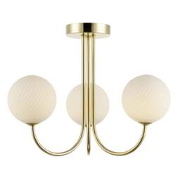 Rackhams Modern Polished Gold Plated Ceiling Light Fitting with Swirl Glass - thumbnail 2