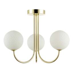Rackhams Modern Polished Gold Plated Ceiling Light Fitting with Swirl Glass