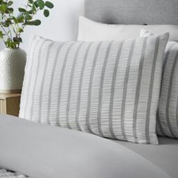 Rackhams So Soft Seersucker Stripe Duvet Cover Set Grey - Single - Grey - thumbnail 2