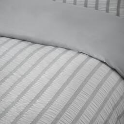 Rackhams So Soft Seersucker Stripe Duvet Cover Set Grey - Single - Grey - thumbnail 3