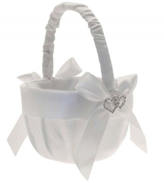 Rackhams Lux Diamante Flower Girl Basket White