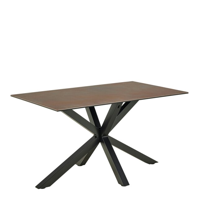 Rackhams Heaven Dining Table with Ceramic Rusty Brown Top 135cm - Black - No - Brown - image 1
