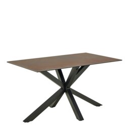 Rackhams Heaven Dining Table with Ceramic Rusty Brown Top 135cm - Black - No - Brown - thumbnail 1