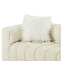 Rackhams Teddy Fleece 3 Seater Sofa - 210cm Loveseat Couch, Upholstered Padded Modern Leisure Sofa with 2 Pillows - White - White - thumbnail 6