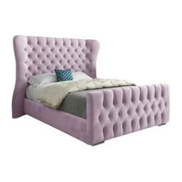 Rackhams Parma Wide Curved Winged Upholstered Soft Velvet Bed Frame - Pink - Silver - Single - thumbnail 6