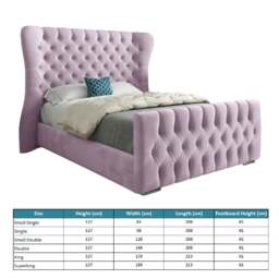 Rackhams Parma Wide Curved Winged Upholstered Soft Velvet Bed Frame - Pink - Silver - Single - thumbnail 5