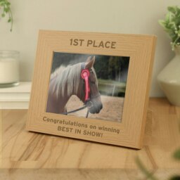 Rackhams Personalised Bold Text 5x7 Landscape Oak Finish Photo Frame - thumbnail 2