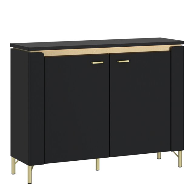 Rackhams Genoa Sideboard 2 Door in Black Matt/Gold - Black - 110.4 - 1 - image 1